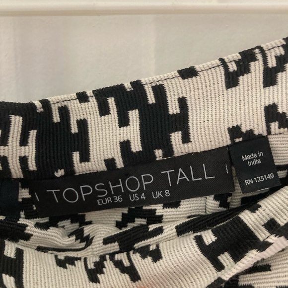 Topshop Tall Black and White Aztec Woven Skirt - Picture 5 of 8
